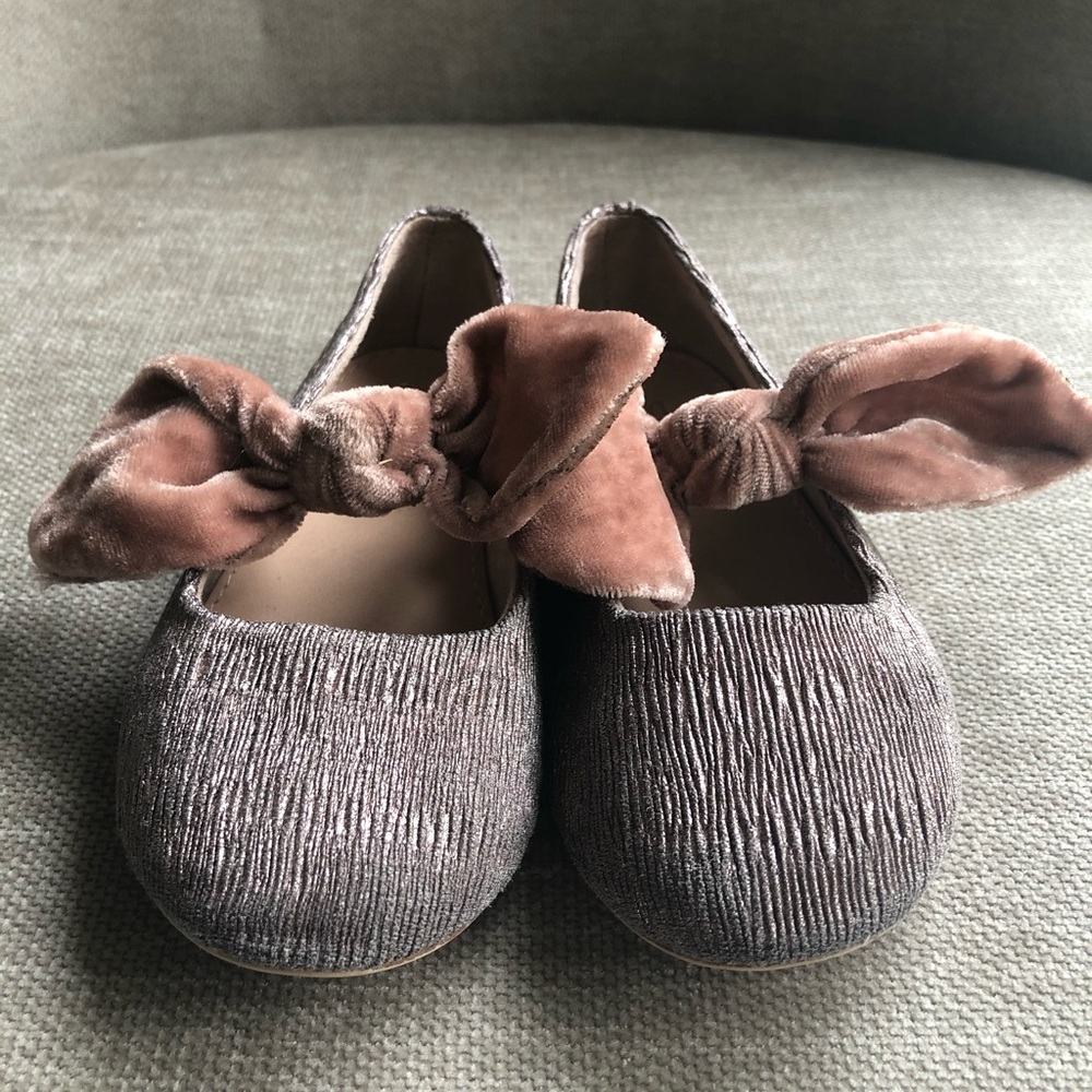 Zara Leather Ballet Flats with Velvet Bow